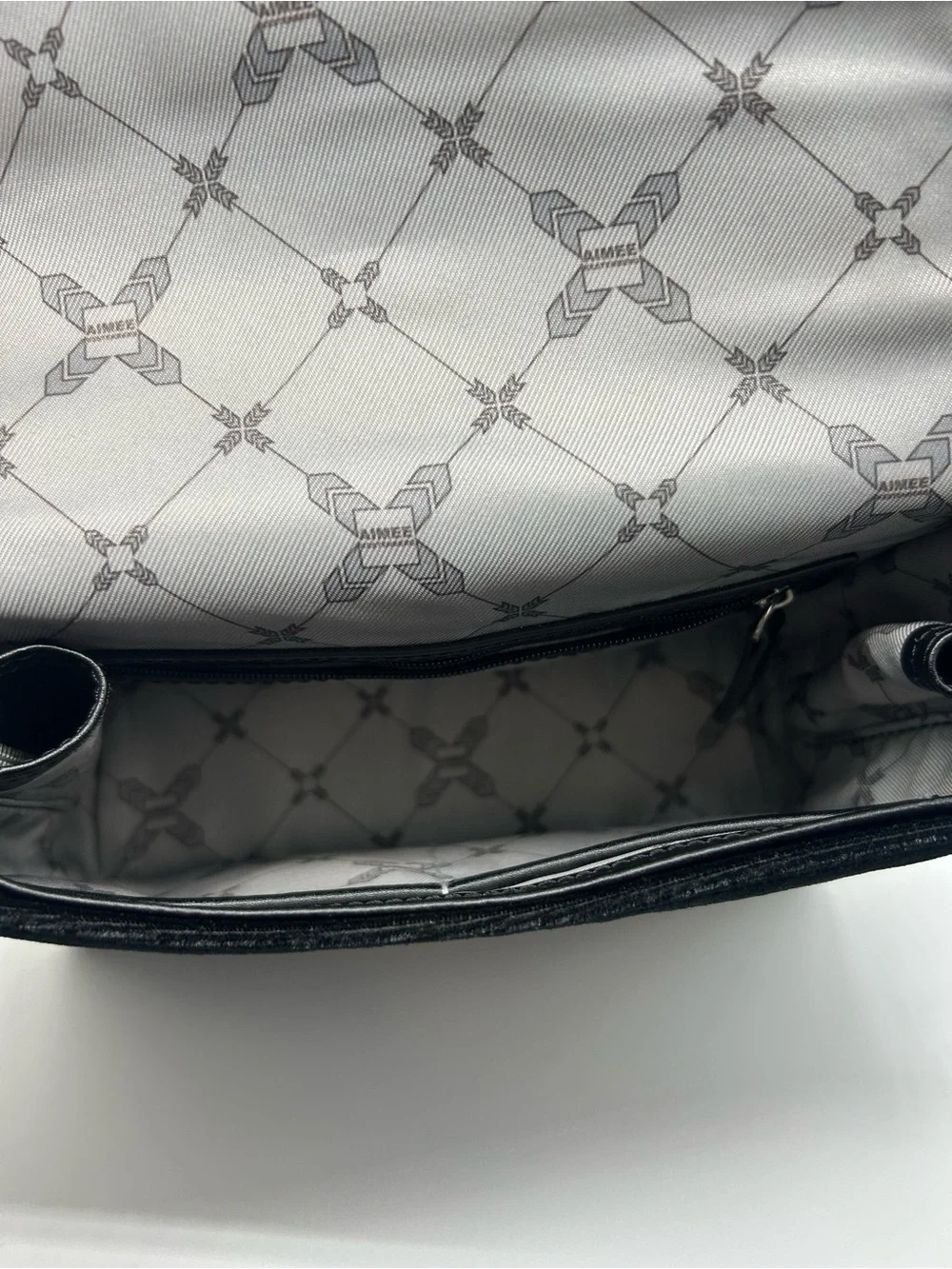 Aimee Kestenberg Black Velvet Chevron Top‎ Handle Satchel